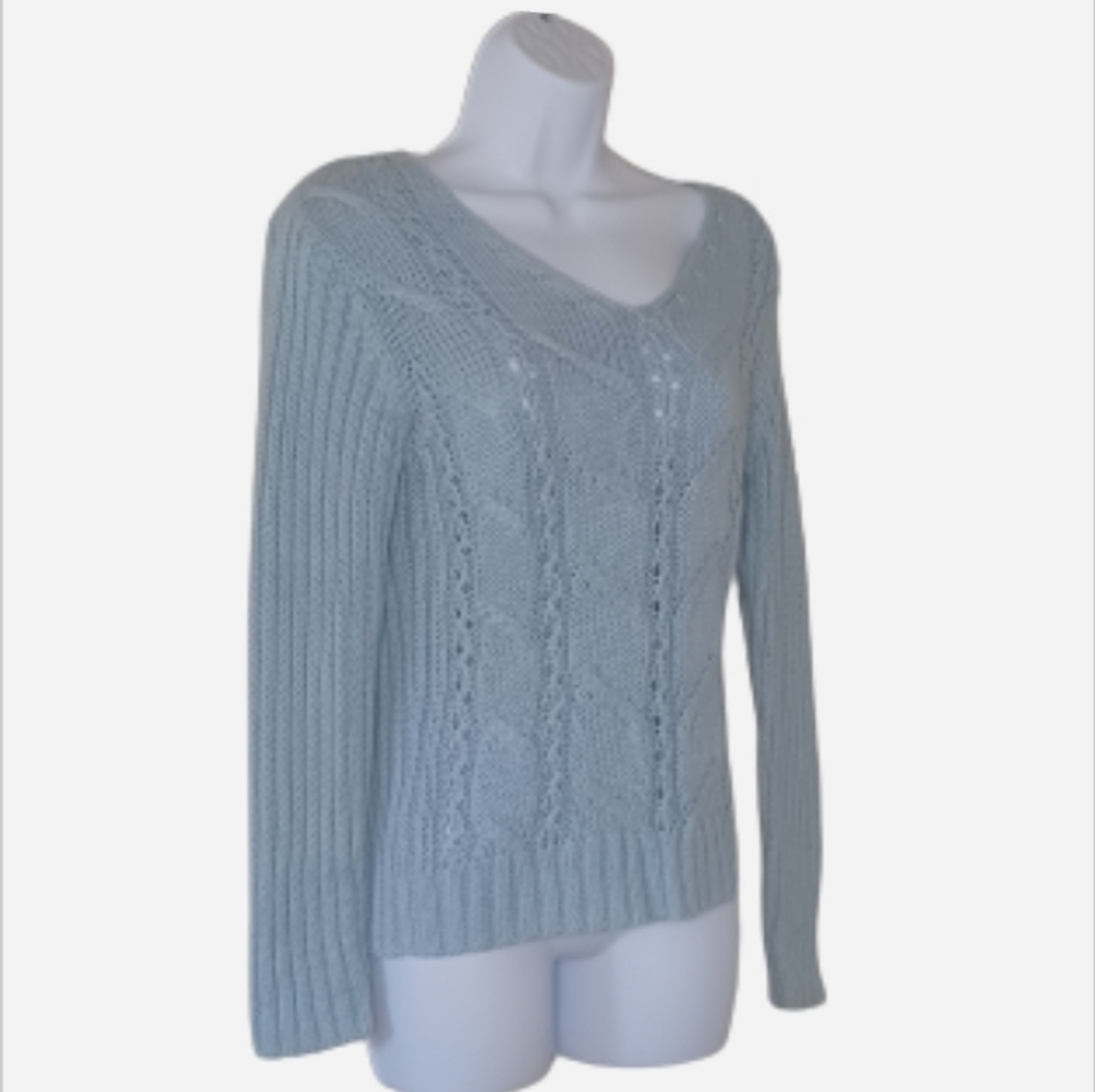 Worthington Open Knit V Neck Sweater, sz SP